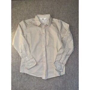 H&M Boys Size 8 Long Sleeve Button Up Beige Stripe